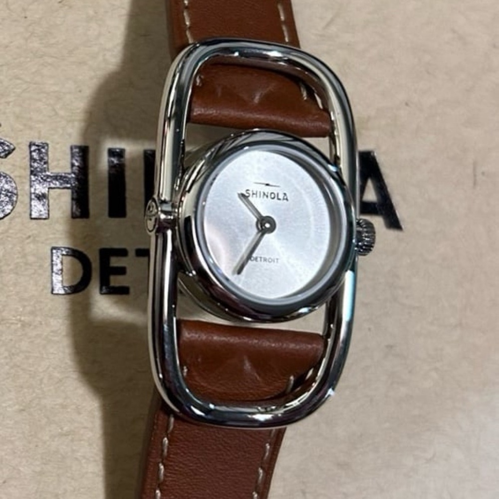 Shinola Silver and Brown Women's Watch